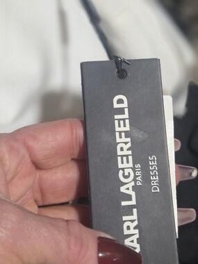 Karl Lagerfeld Black and White Dress Tag Close-Up